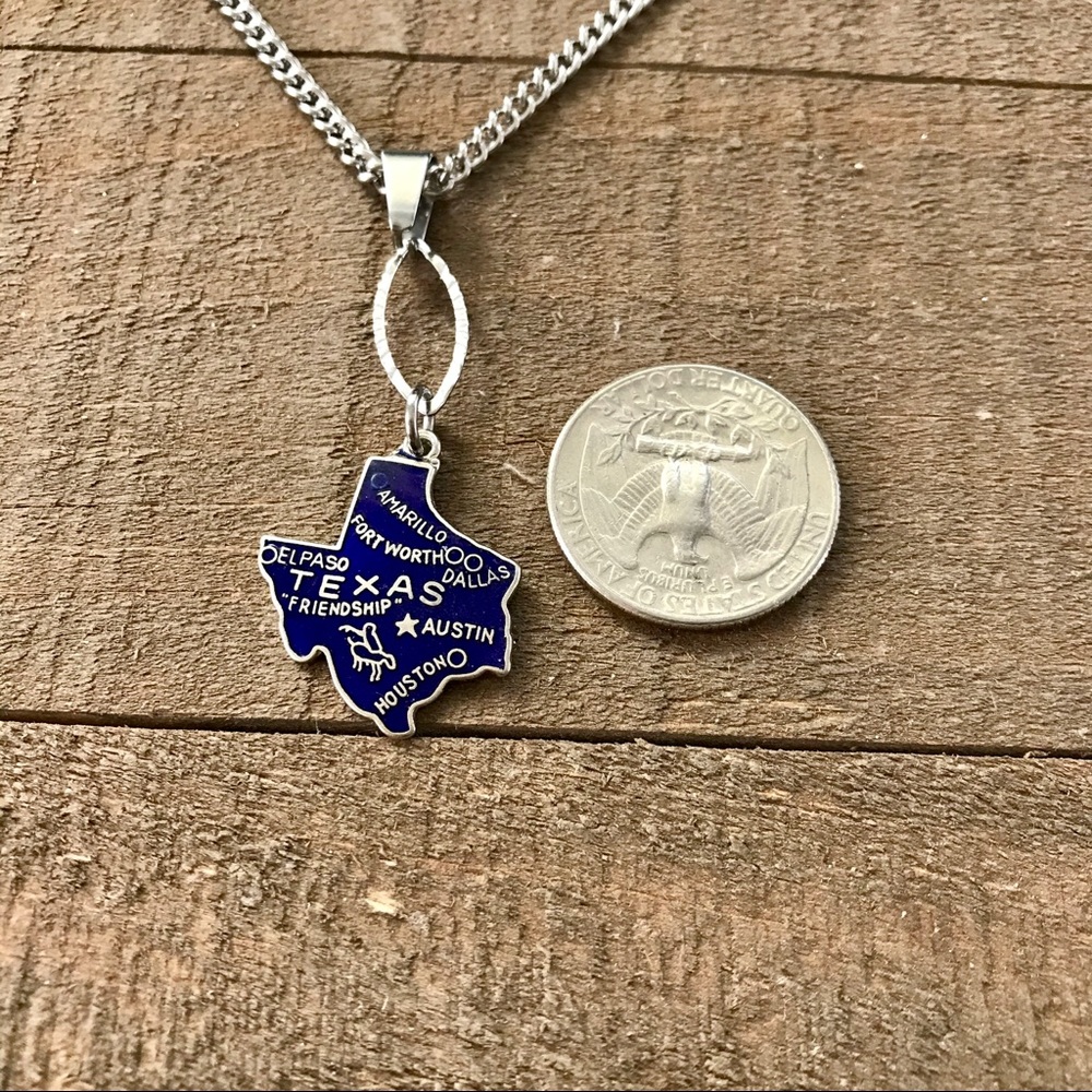 🆕 Texas Pendant Necklace Vintage Enamel/Stainless Steel - Picture 3 of 4